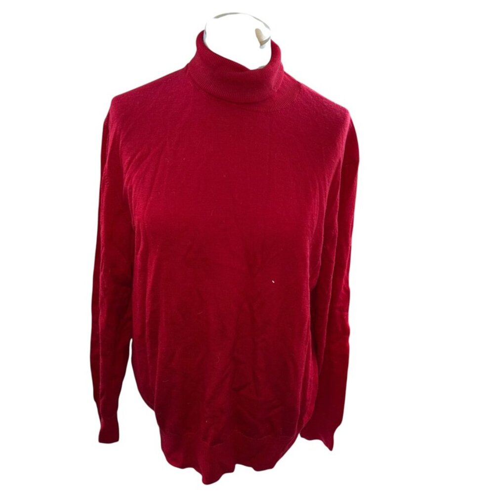 Barneys New York ITALY Christmas RED 100% virgin wool turtleneck sweater M